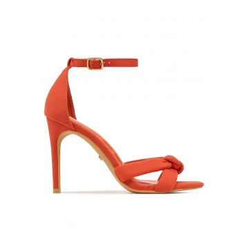 Sandale dama -  portocaliu - material textil - toc stiletto