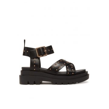 Sandale dama -  sintetic - negru -