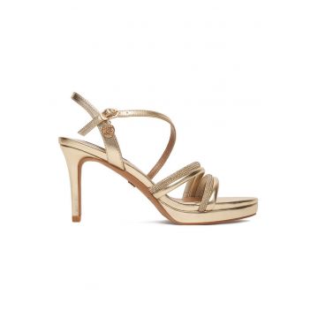 Sandale dama -  stiletto - auriu - material sintetic