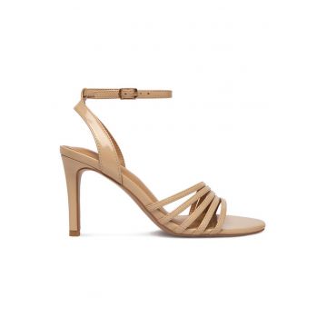 Sandale dama -  stiletto - bej - textil
