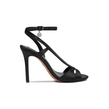 Sandale dama -  stiletto - negri - textil