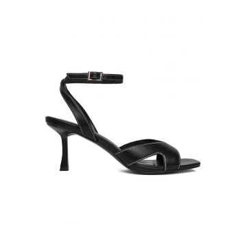 Sandale dama -  stiletto - negru - material sintetic