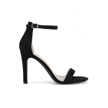 Sandale dama -  stiletto - negru - material textil -