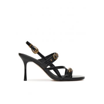 Sandale dama -  stiletto - negru - piele ecologica