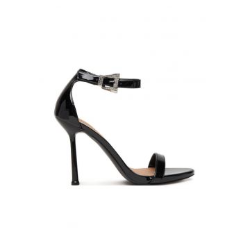Sandale dama -  stiletto - negru - piele ecologica