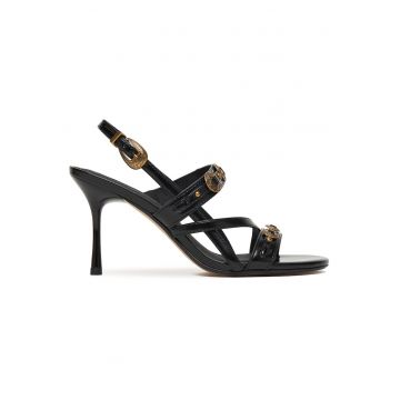 Sandale dama -  stiletto - negru - piele ecologica