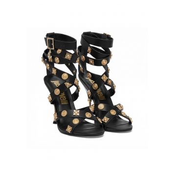 Sandale dama -  stiletto - negru - piele ecologica