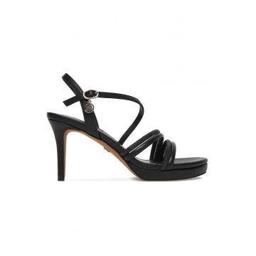 Sandale dama -  stiletto - negru - sintetici