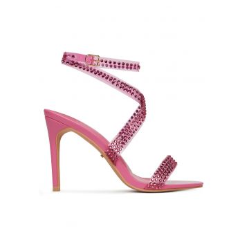Sandale dama -  stiletto - roz - material sintetic -