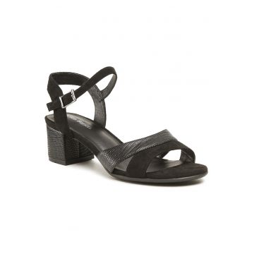 Sandale dama -  textil - negru -