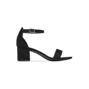 Sandale dama -  toc bloc - negru - material textil