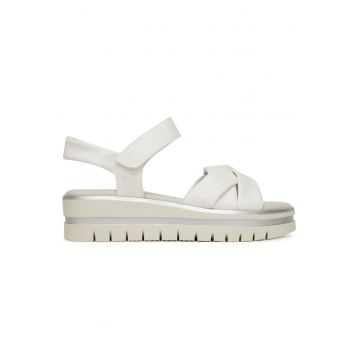 Sandale dama -  velcro - alb - material textil -