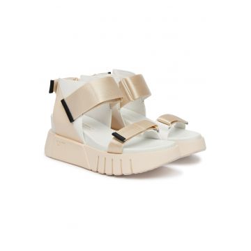 Sandale dama -  velcro - bej - textil