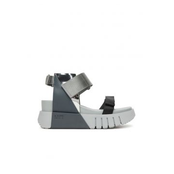 Sandale dama -  velcro - gri - textil