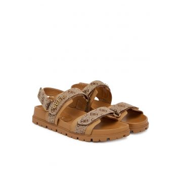 Sandale dama -  velcro - maro - textil