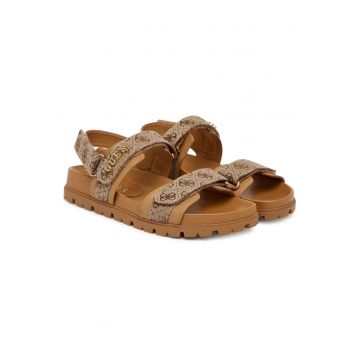 Sandale dama -  velcro - maro - textil