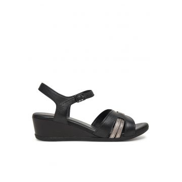 Sandale dama  WB-ELIA-02 - piele naturala - negru - Negru/Argintiu