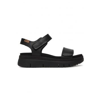 Sandale de dama -  piele naturala - negru - sistem inchidere Velcro