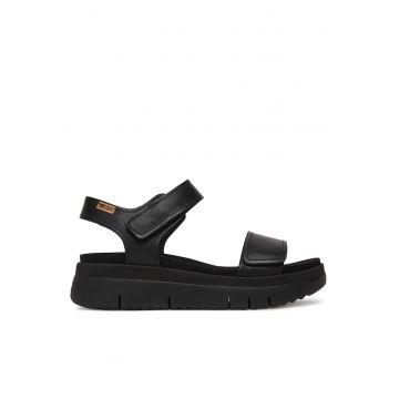 Sandale de dama -  piele naturala - negru - sistem inchidere Velcro