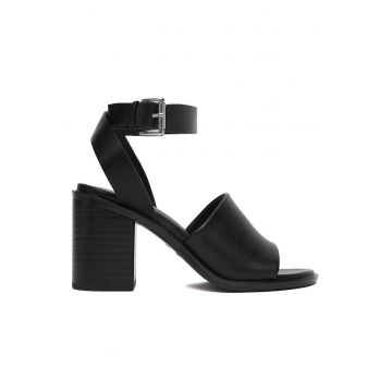 Sandale de dama -  toc clasic - negru - material sintetic