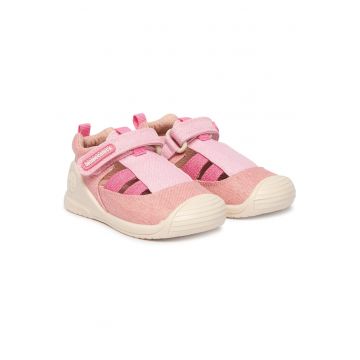 Sandale de fetita -  material textil - roz - plat