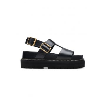 Sandale de piele cu platforma - Negru