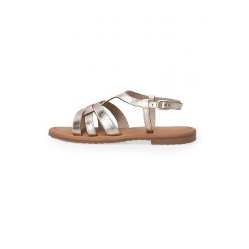 Sandale din piele cu aspect metalizat