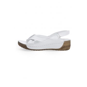 Sandale din piele cu platforma alb
