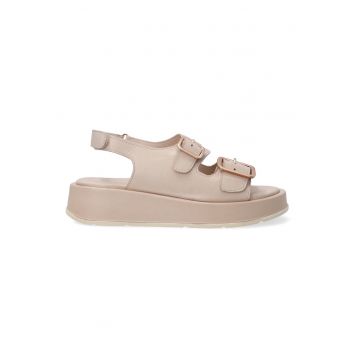 - Sandale din piele cu platforma bej