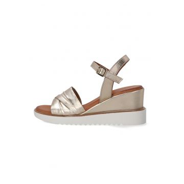 Sandale din piele cu talpa wedge si catarama