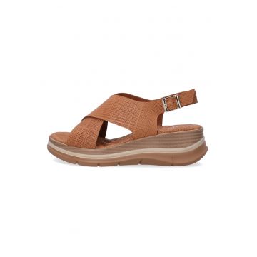 Sandale din piele cu talpa wedge
