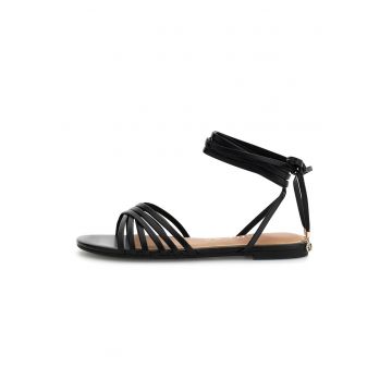 Sandale din piele ecologica cu barete multiple - Negru