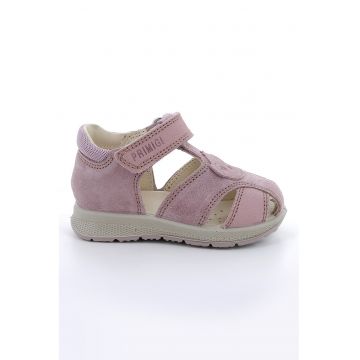 Sandale din piele si piele intoarsa cu inchidere velcro - Lila/Violet prafuit