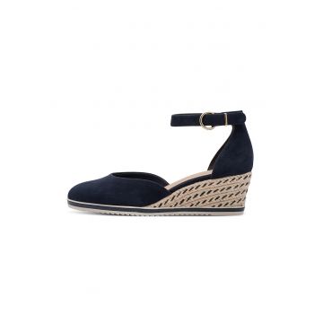Sandale-espadrile wedge de piele intoarsa - Albastru ultramarin