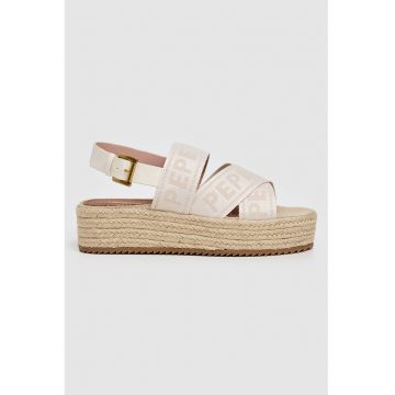 Sandale flatform - Auriu/Maro camel/Alb murdar