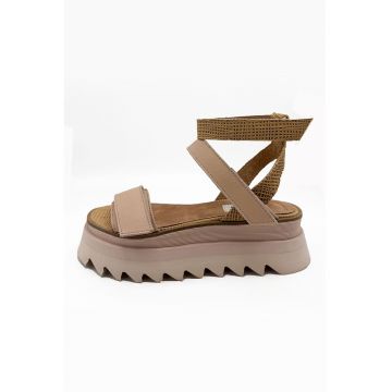 Sandale flatform de piele - Maro deschis