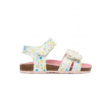 Sandale  piele ecologica - alb/multicolor