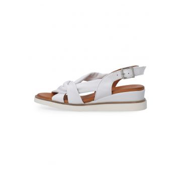 Sandale slingback din piele - cu talpa wedge