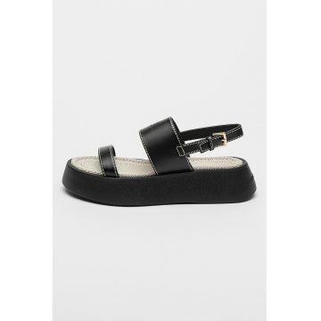 Sandale slingback flatform - Negru