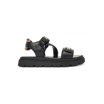 Sandale unisex -  piele naturala - negru - sistem inchidere Velcro