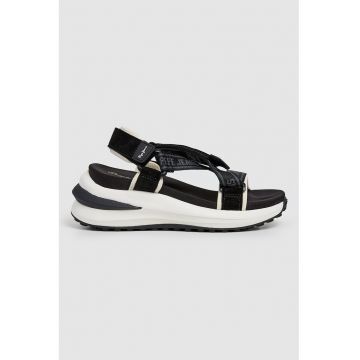 Sandale wedge cu barete logo - Negru/Gri antracit
