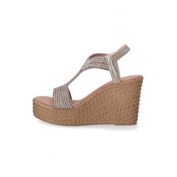 Sandale wedge cu cristale. -