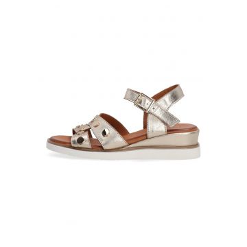 Sandale wedge cu detalii metalice