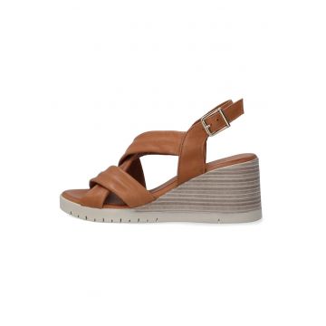 Sandale wedge din piele