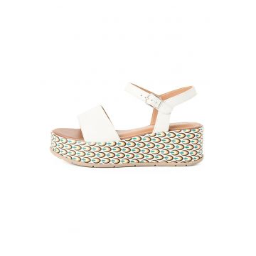 Sandale wedge din piele - Alb
