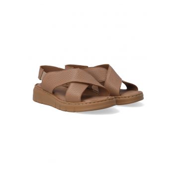 Sandale wedge din piele cu detalii perforate