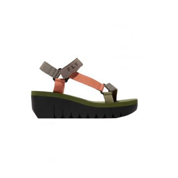 Sandale  YEFA - textil - cu elemente din piele - verde