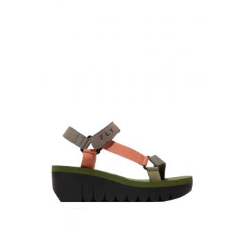 Sandale  YEFA - textil - cu elemente din piele - verde