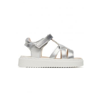Sandale copii -  argintii - material sintetic - cu velcro