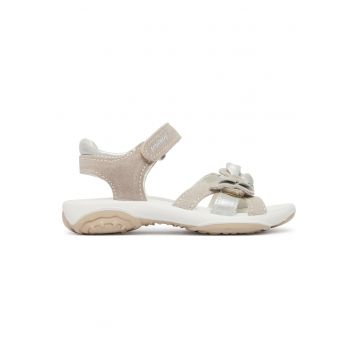 Sandale copii -  din piele naturala - bej - cu sistem inchidere Velcro
